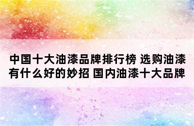 中国十大油漆品牌排行榜 选购油漆有什么好的妙招 国内油漆十大品牌